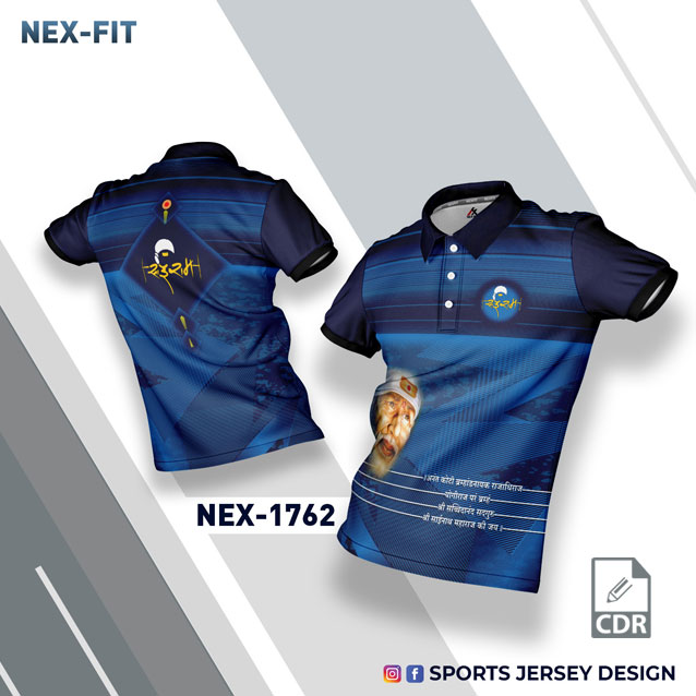 NEX 1762 INDIA BLUE AND NAVY BLUE SAI BABA PALKHI SUBLIMATION JERSEY DESIGN