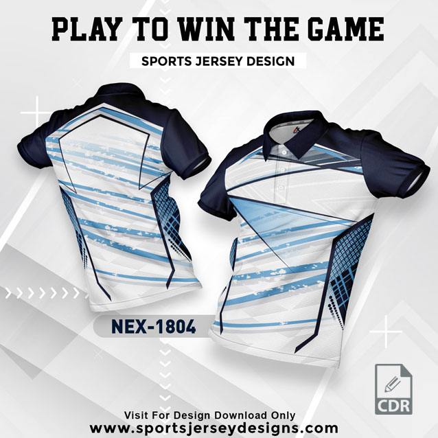 NEX 1804 WHITE WITH BLUE AND NAVY BLUE GRADIENT SPORTSWEAR SUBLIMATION JERSEY DESIGN