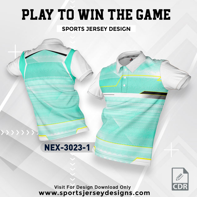 NEX 3023-1 SEA GREEN WITH WHITE GRADIENT SPORTSWEAR SUBLIMATION JERSEY DESIGN