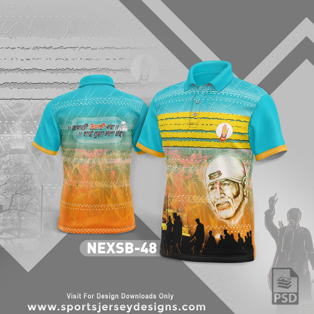 NEXSB 48 ORANGE WITH BLACK AND FIROZI GRADIENT SPORTSWEAR SUBLIMATION JERSEY DESIGN