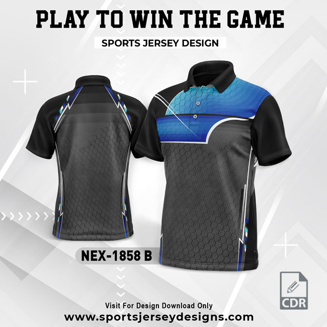 NEX 1858-B BLACK WITH BLUE GRADIENT SPORTSWEAR SUBLIMATION JERSEY DESIGN