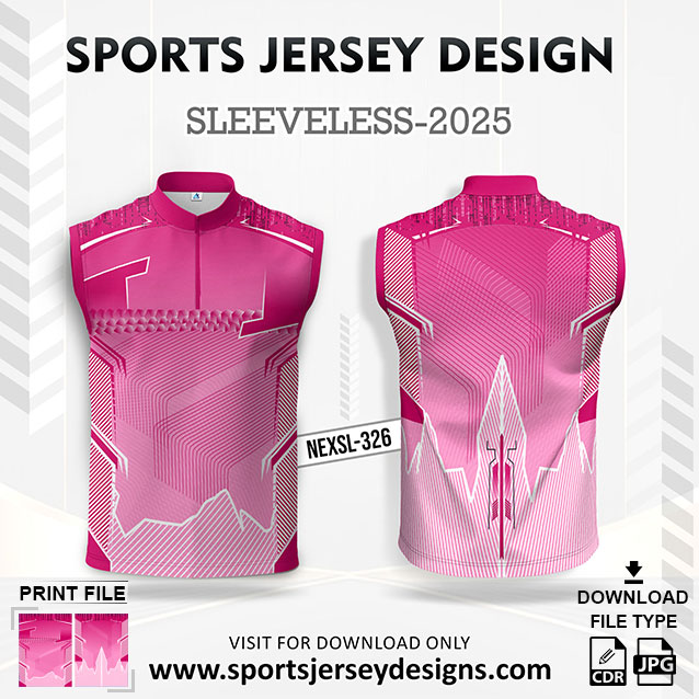 NEXSL-326 Pink Sleeveless Sublimation Jersey Design for Monsoon Cricket