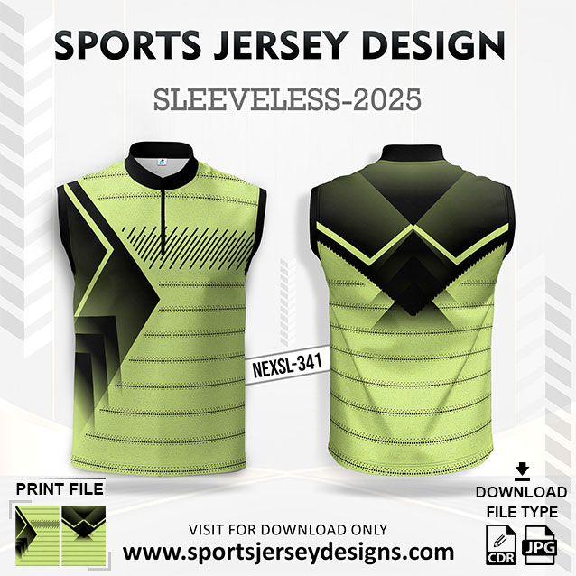 NEXSL-341 Lime Green And Black Sleeveless Sublimation Jersey Design for Monsoon Cricket