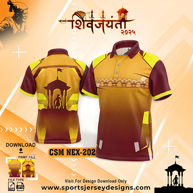 CSM NEX-202 Chhatrapati Shivaji Maharaj Sublimation Jersey Design In Maroon And Yellow Color