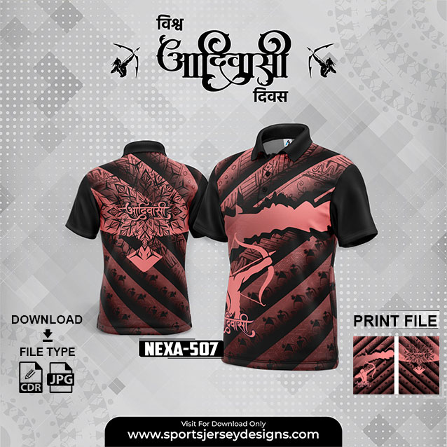 NEXA-507 ADIVASI FESTIVAL DESIGN FOR SUBLIMATION PRINT : MAROON AND BLACK COLOR