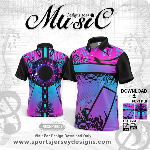 NEXM-10007 MUSICAL BANJO GROUP SUBLIMATION JERSEY DESIGN IN Pink And Black Color