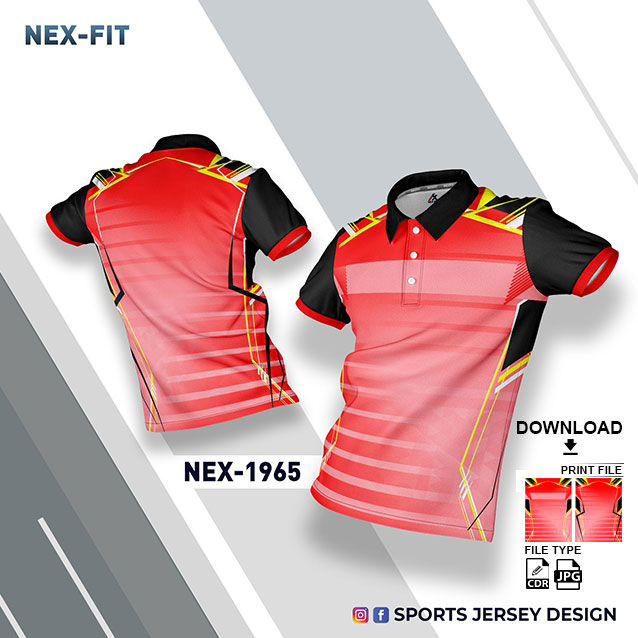 NEX 1965 RED AND BLACK GRADIENT SPORTSWEAR SUBLIMATION JERSEY DESIGN