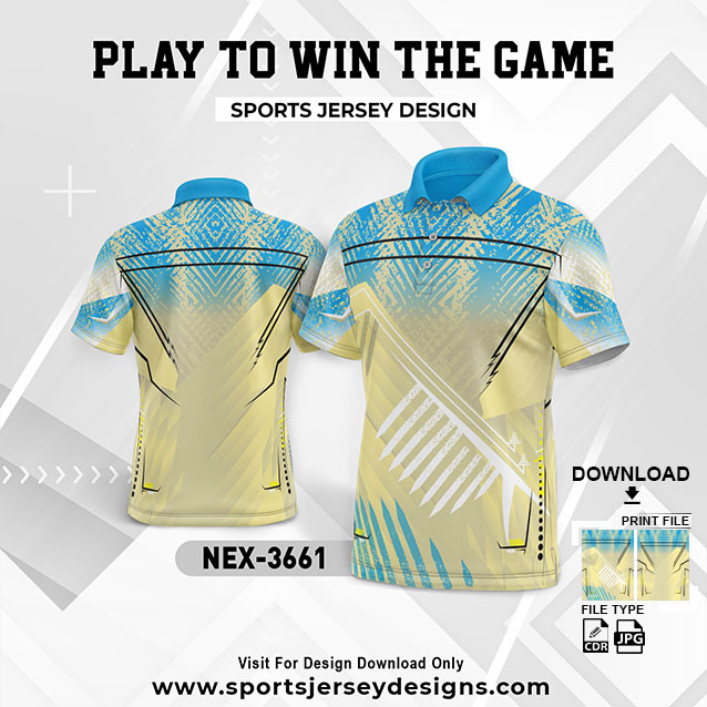 NEX 3661 CREAM AND BLUE GRADIENT SPORTSWEAR SUBLIMATION JERSEY DESIGN