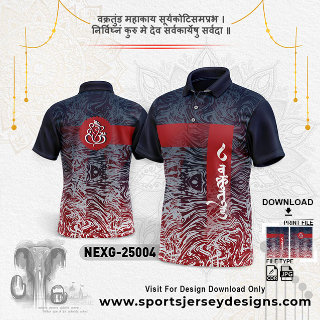 NEXG-25004 Ganesha Festival Design for Sublimation Print: Red And Navy Blue Color