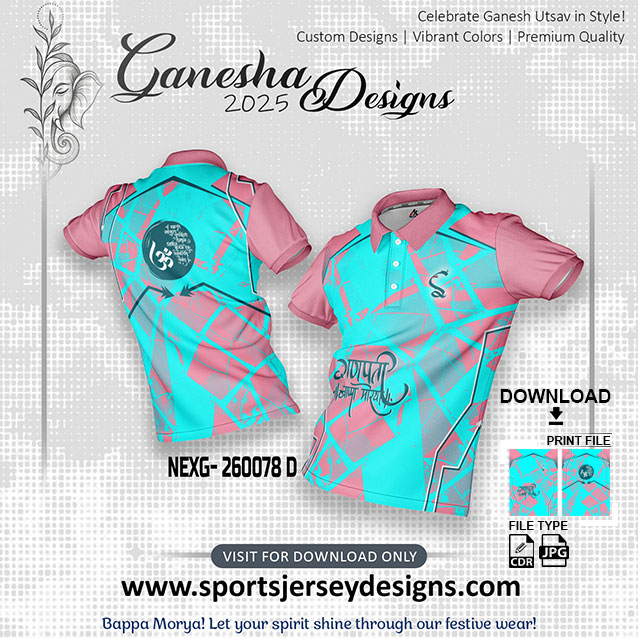 NEXG-260078 D Ganesha Festival Design for Sublimation Print: Baby Pink And Cyan Blue Color