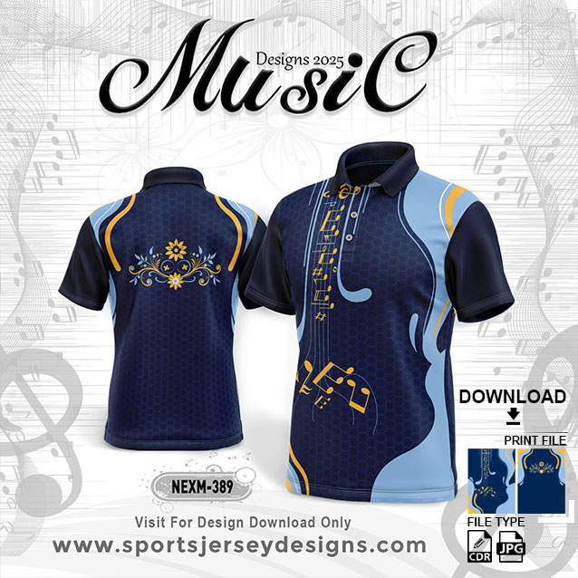 NEXM 389 MUSICAL BANJO GROUP SUBLIMATION JERSEY DESIGN IN SKY BLUE AND NAVY BLUE COLOR
