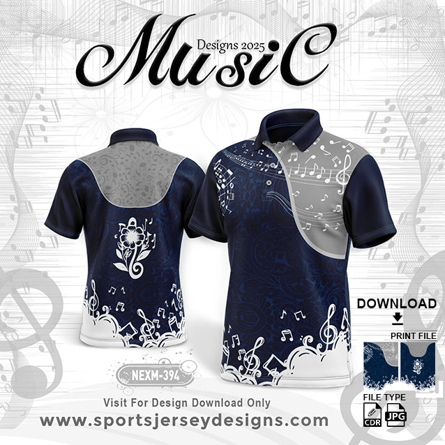 NEXM 394 MUSICAL BANJO GROUP SUBLIMATION JERSEY DESIGN IN NAVY BLUE AND WHITE COLOR