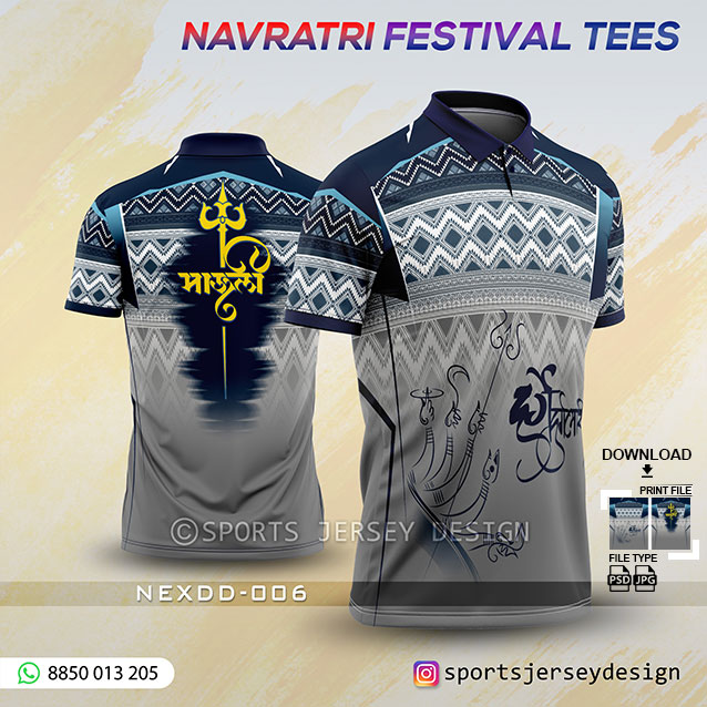 NEXDD-006 Navaratri Festival Design for Sublimation Print With The Combination Of Navy Blue And Grey Color