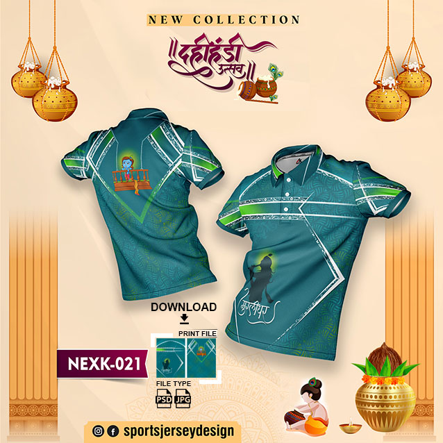NEXK-021 Dahi Handi Festival Jersey Design In Air Force And White Color