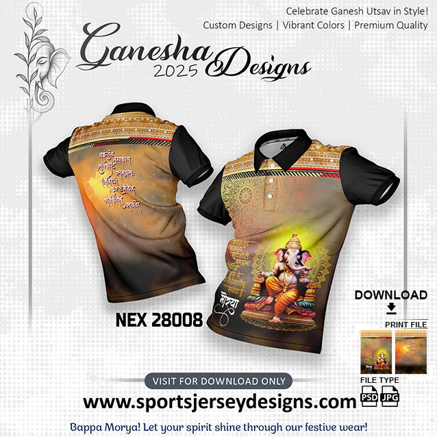 NEXG-28008 Ganesha Festival Design for Sublimation Print: GOLD YELLOW AND BLACK COLOR