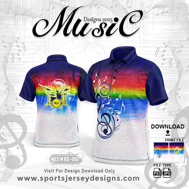 NEX M KG-004 MUSICAL BANJO GROUP SUBLIMATION JERSEY DESIGN IN ROYAL BLLUE AND WHITE COLOR