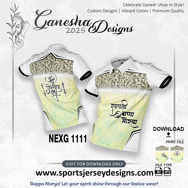 NEXG-1111 Ganesha Festival Design for Sublimation Print: LIGHT GREEN AND WHITE COLOR