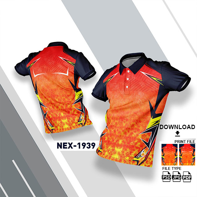 NEX-1939- ORANGE AND LEMON YELLOW SPORTSWEAR SUBLIMATION JERSEY DESIGN