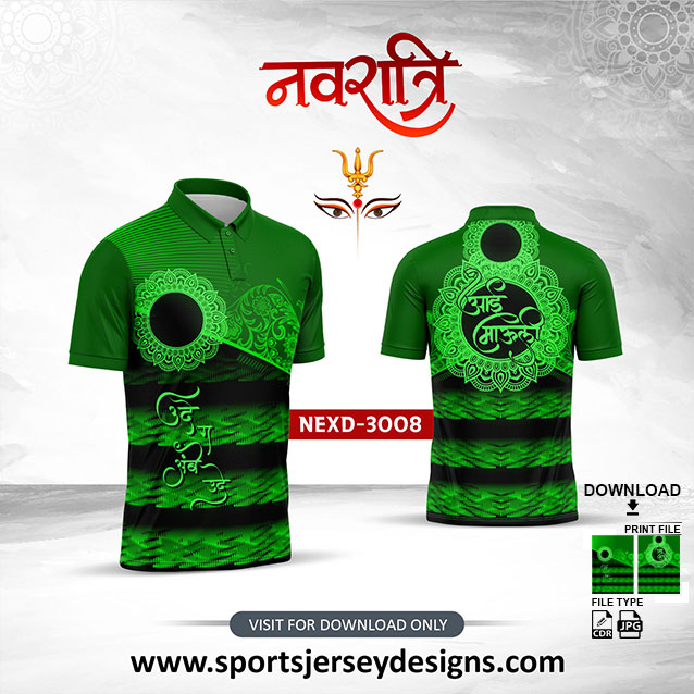 NEXD-3008 Navaratri Festival Design for Sublimation Print With The Combination Of Green And Black Color