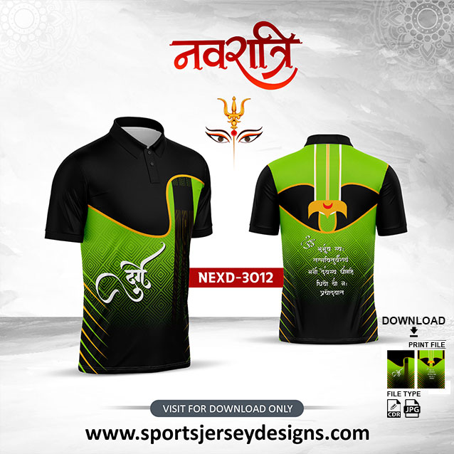 NEXD-3012 Navaratri Festival Design for Sublimation Print With The Combination Of Pista Green And Black Color