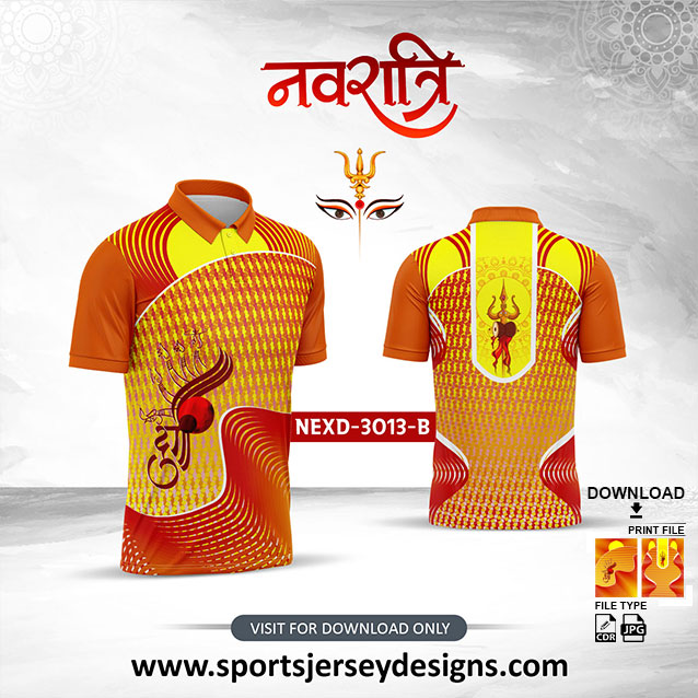 NEXD-3013-B Navaratri Festival Design for Sublimation Print With The Combination Of Orange And Lemon Yellow Color