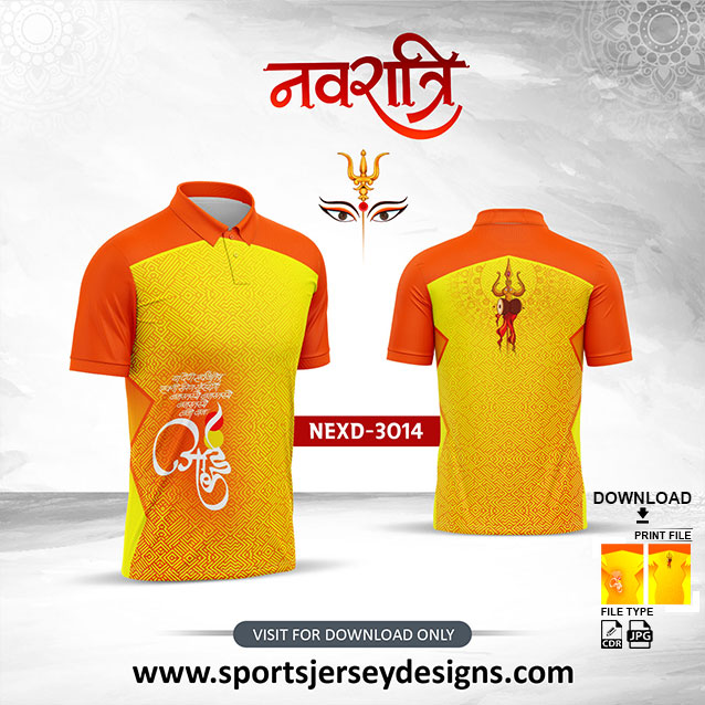 NEXD-3014 Navaratri Festival Design for Sublimation Print With The Combination Of Orange And Lemon Yellow Color