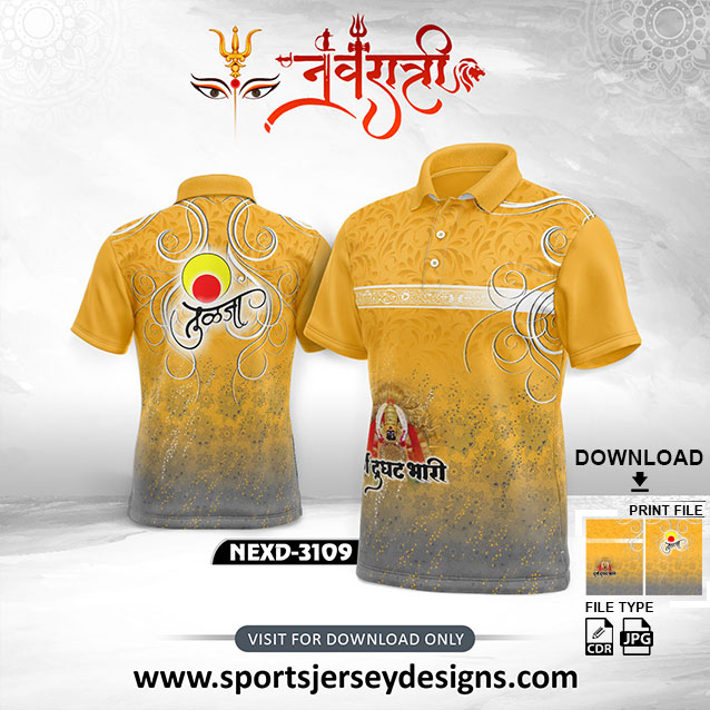 NEXD-3109 Navaratri Festival Design for Sublimation Print With The Combination Of Gold Yellow And Light Grey Color