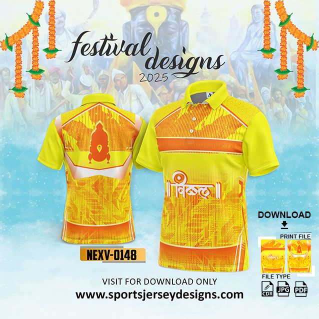 NEXV-0148-ORANGE AND YELLOW  PANDHARPUR WARI SUBLIMATION DESIGN