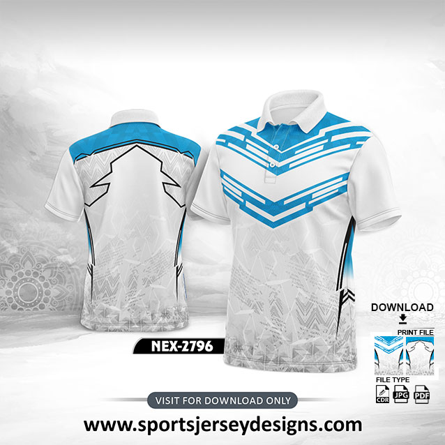 NEX-2796-WHITE AND BLUE SPORTSWEAR SUBLIMATION JERSEY DESIGN