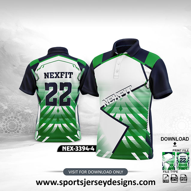 NEX-3394-4-GREEN,WHITE AND BLACK SPORTSWEAR SUBLIMATION JERSEY DESIGN