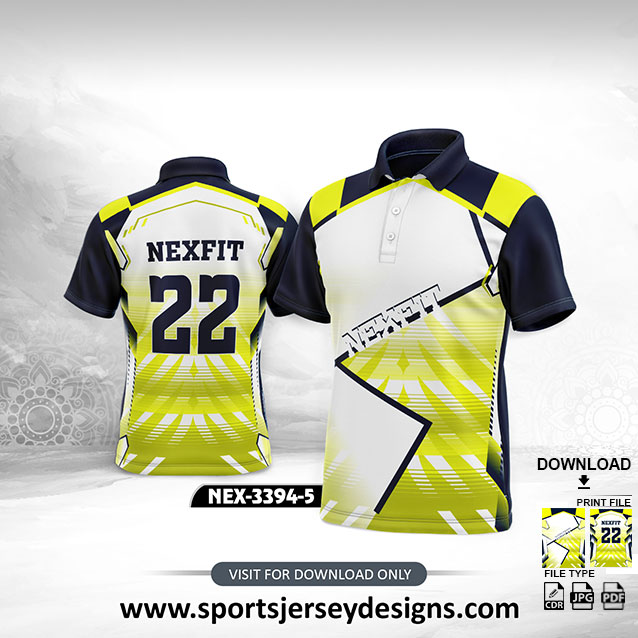 NEX-3394-5-YELLOW,WHITE AND BLACK SPORTSWEAR SUBLIMATION JERSEY DESIGN