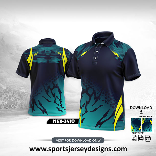 NEX-3410-GRADIENT NAVY BLUE AND GREEN SPORTSWEAR SUBLIMATION JERSEY DESIGN