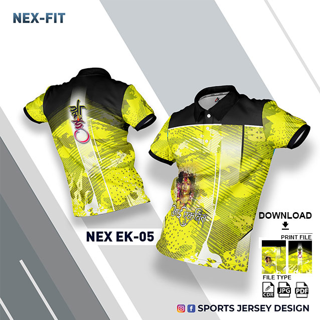 NEX EK-05-LEMON YELLOW,GREENISH BLACK EKVIRA AAI PALKHI SUBLIMATION JERSEY DESIGN