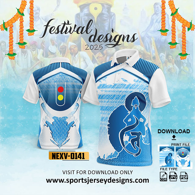 NEXV-0141-BLUE AND WHITE PANDHARPUR WARI SUBLIMATION JERSEY DESIGN