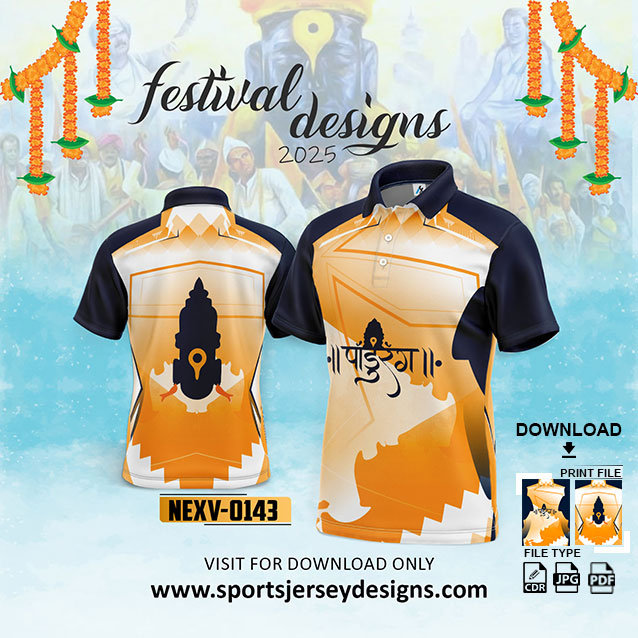 NEXV-0143-ORANGE AND WHITE PANDHARPUR WARI SUBLIMATION DESIGN