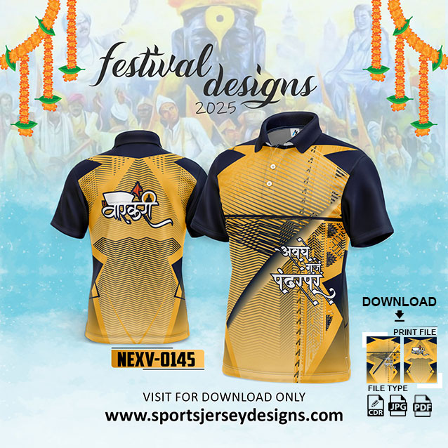 NEXV-0145-GOLD YELLOW AND BLACK PANDHARPUR WARI SUBLIMATION DESIGN