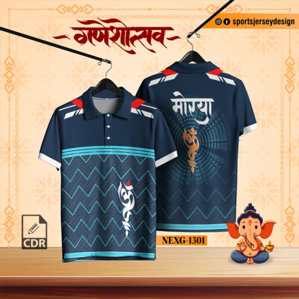 NEXG-1301 Ganesha Festival Design for Sublimation Print : Navy Blue