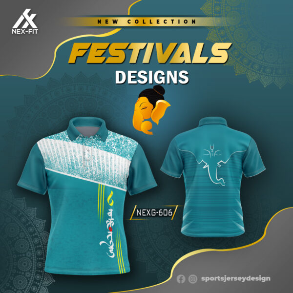 NEXG-606 GANESHA FESTIVAL SUBLIMATION JERSEY DESIGN IN RAMA GREEN COLOUR