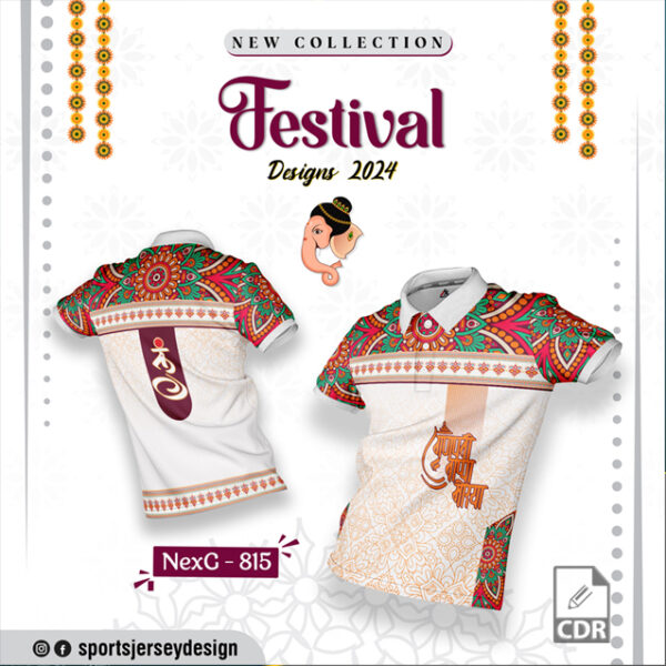 NEXG-815 Ganesha Festival Design for Sublimation Print In White, Red And Brown Color combination