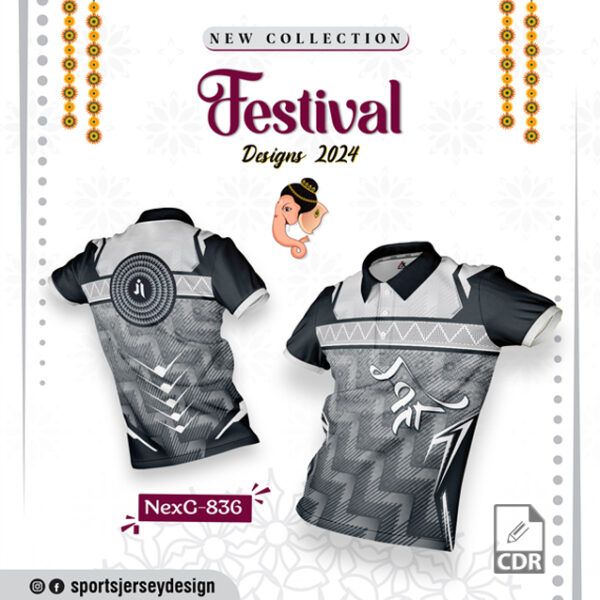 NEXG-836 Ganesha Festival Design for Sublimation Print: White And Black Color