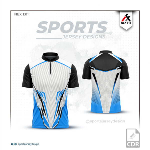 NEX 1311 BLUE WHITE AND BLACK SPORTSWEAR SUBLIATION JERSEY DESIGN