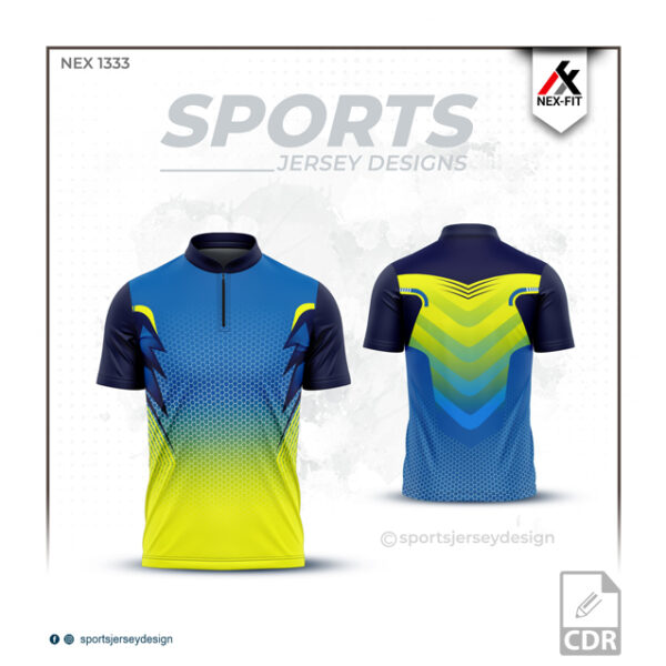 NEX-1333 INDIA BLUE AND YELLOW SPORTSWEAR SUBLIATION JERSEY DESIGN