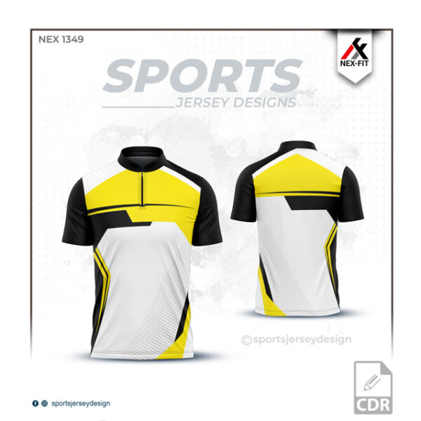 NEX-1349 YELLOW WHITE AND BLACK SUBLIATION SPORTSWEAR JERSEY DESIGN