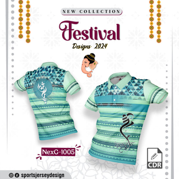 NEXG-1005 Ganesha Festival Design for Sublimation Print : Sea Green Color