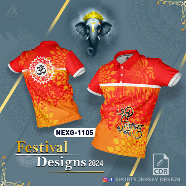 NEXG-1105 Ganesha Festival Design for Sublimation Print : Orange And Yellow Colors