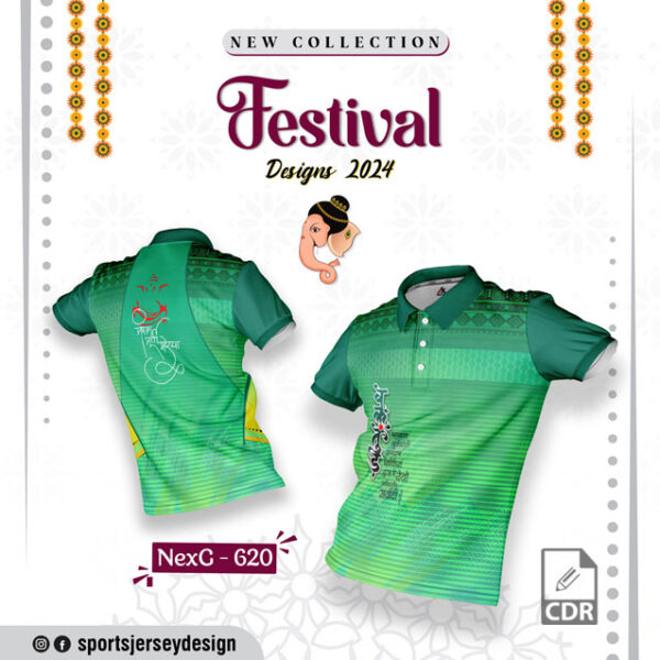 NEXG-620 Ganesha Festival Design for Sublimation Print: Green Color