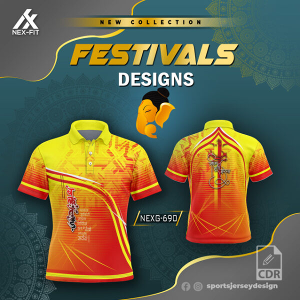 NEXG-690 Ganesha Festival Design for Sublimation Print: Yellow And Orange Color