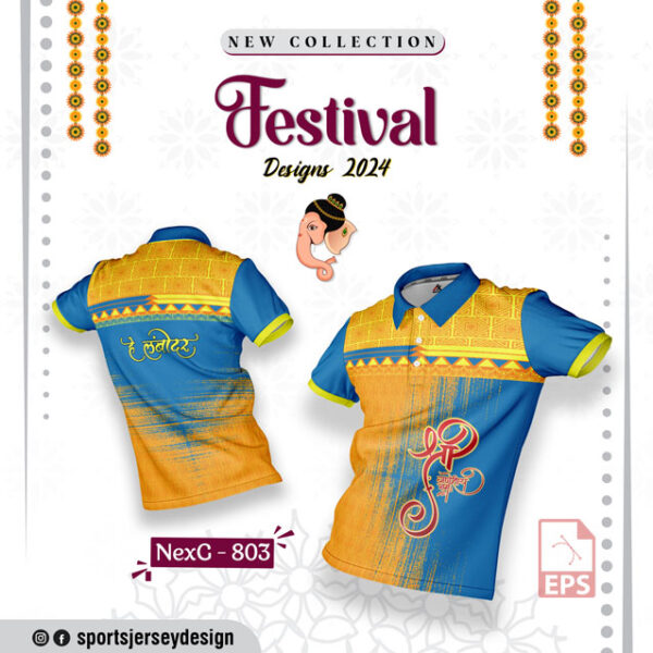 NEXG-803  Ganesha Festival Design for Sublimation Print: Blue And Yellow Color