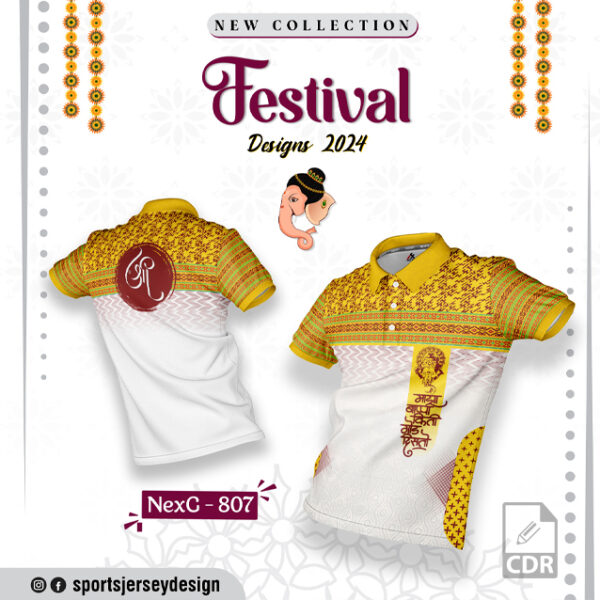 NEXG-807 Ganesha Festival Design for Sublimation Print: Yellow And White Colors