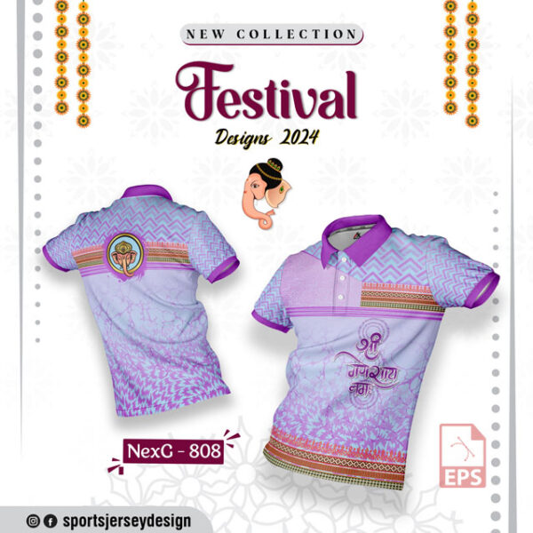 NEXG-808 Ganesha Festival Design for Sublimation Print : Purple colour